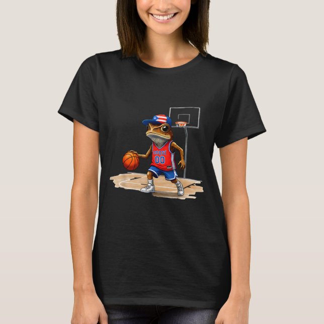 Camiseta Puerto Rico Patriotic Flag Boricua Fun Basketball  (Frente)