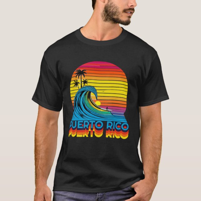 Camiseta Puerto Rico Retro Throwback Surf & Beach Souvenir (Frente)