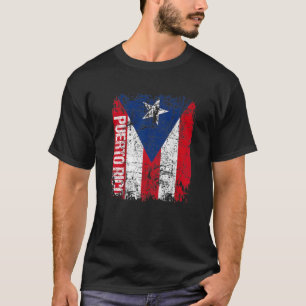 Camiseta PUERTO RICO Vintage Flag Branco Vermelho Azul PUER