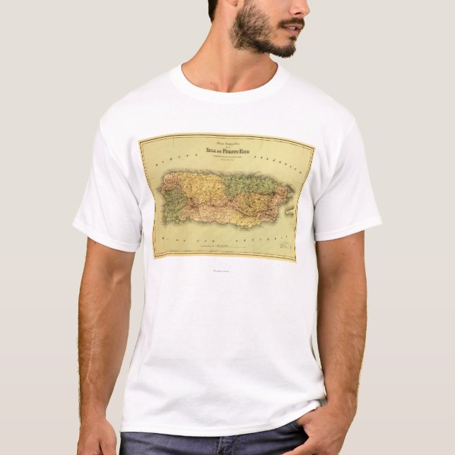 Camiseta Puerto RicoPanoramic MapPuerto Rico (Frente)