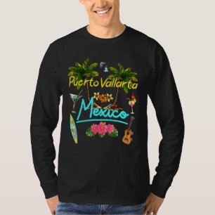 Camiseta Puerto Vallarta Mexico Beach Summer Palm Sun Set P