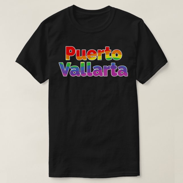 Camiseta Puerto Vallarta Mexico Orgulho gay Parade Rainbow  (Frente do Design)