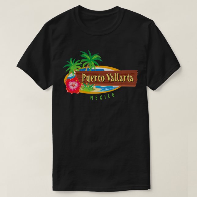 Camiseta Puerto Vallarta Mexico Vintage MidCentury Design (Frente do Design)