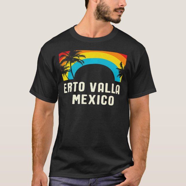 Camiseta Puerto Vallarta Retro Rainbow Vacation Souvenir Me (Frente)