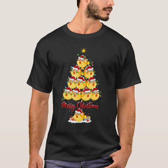 Camiseta Puffer Fish Christmas Tree Lights Santa Fish Xmas (Frente)