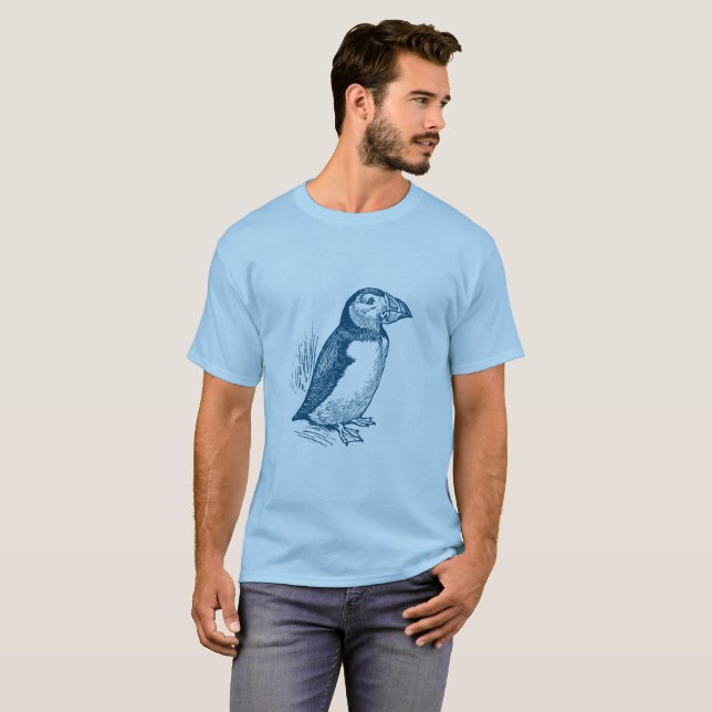 Camiseta Puffin - Azul Oceano (Frente Completa)