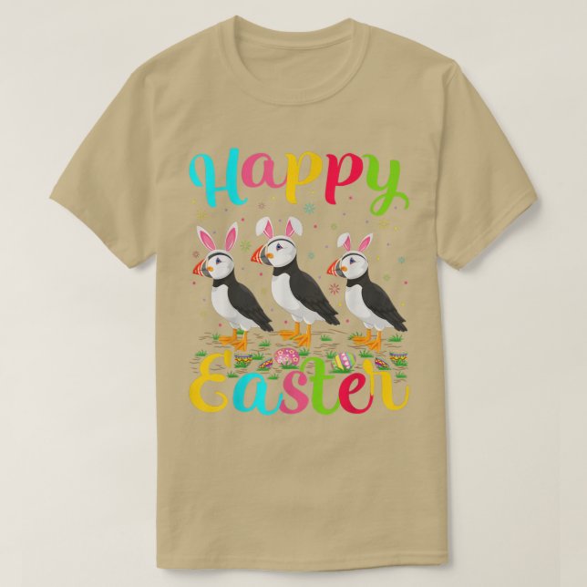 Camiseta Puffin Bird Engraçado Páscoa de Ovo Coelho Puffin  (Frente do Design)
