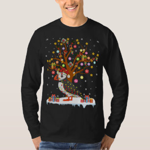 Camiseta Puffin Bird Xmas Lighting Papais noeis Puffin Cris