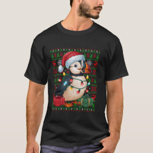 Camiseta Puffin Bird Xmas Luzes Ugly Santa Hat Puffin Chri