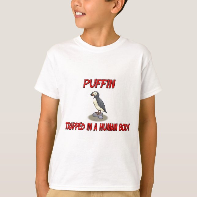 Camiseta Puffin preso num corpo humano (Frente)