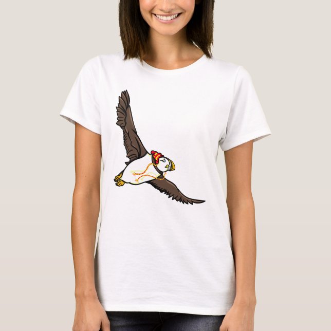 Camiseta Puffin Vestindo Um Chapéu Conhecido (Frente)