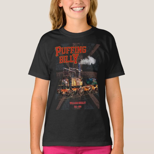 Camiseta Puffing Billy Steam Train Locomotive Inglês (Frente)