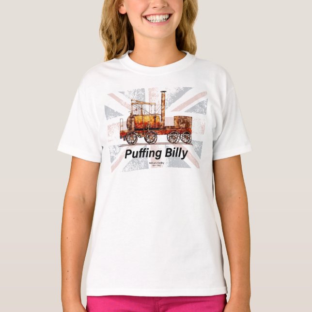 Camiseta Puffing Billy Steam Train Locomotive Inglês (Frente)