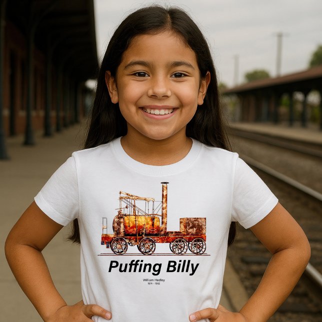 Camiseta Puffing Billy Steam Train Locomotive Inglês (Puffing Billy Steam Train English Locomotive. Girl Basic T-Shirt)