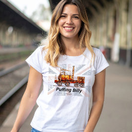 Camiseta Puffing Billy Steam Train Locomotive Inglês