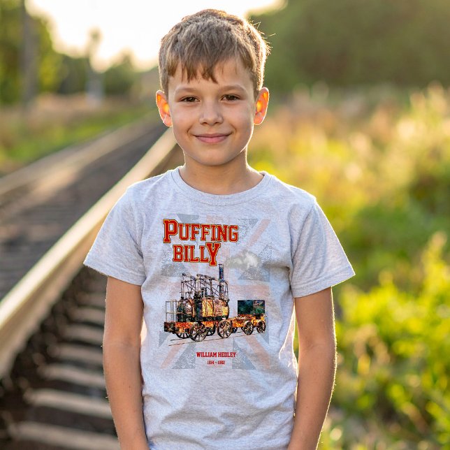 Camiseta Puffing Billy Steam Train Locomotive Inglês (Puffing Billy Steam Train English Locomotive. Boy Basic T-Shirt)