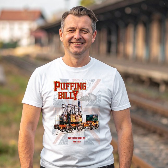 Camiseta Puffing Billy Steam Train Locomotive Inglês (Puffing Billy Steam Train English Locomotive. Mens Basic T-Shirt)