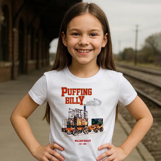 Camiseta Puffing Billy Steam Train Locomotive Inglês (Puffing Billy Steam Train English Locomotive. Girl Basic T-Shirt)