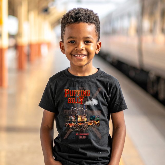 Camiseta Puffing Billy Steam Train Locomotive Inglês (Puffing Billy Steam Train English Locomotive. Boy Basic T-Shirt)