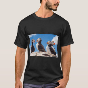 Camiseta Puffins Aves Perchidas Natureza