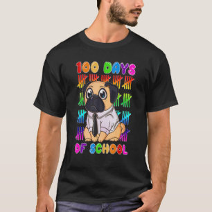 Camiseta Pug 100 Dias da Escola 100º Dia de Meninos Escolar