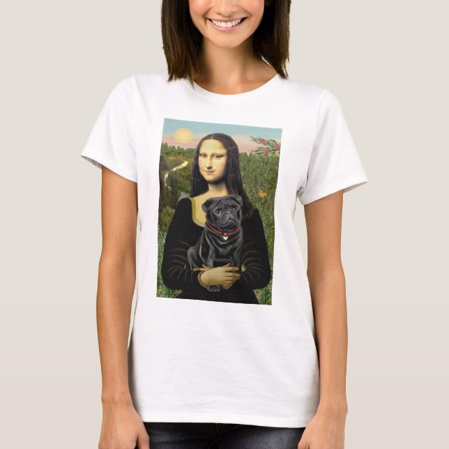 Camiseta Pug 16 (preto) - Mona Lisa (Frente)