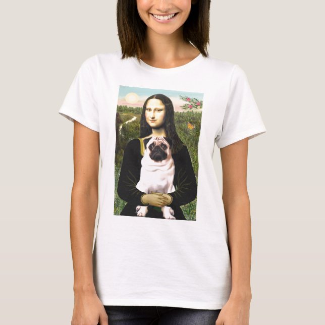 Camiseta Pug 3 (castanho claro) - Mona Lisa (Frente)