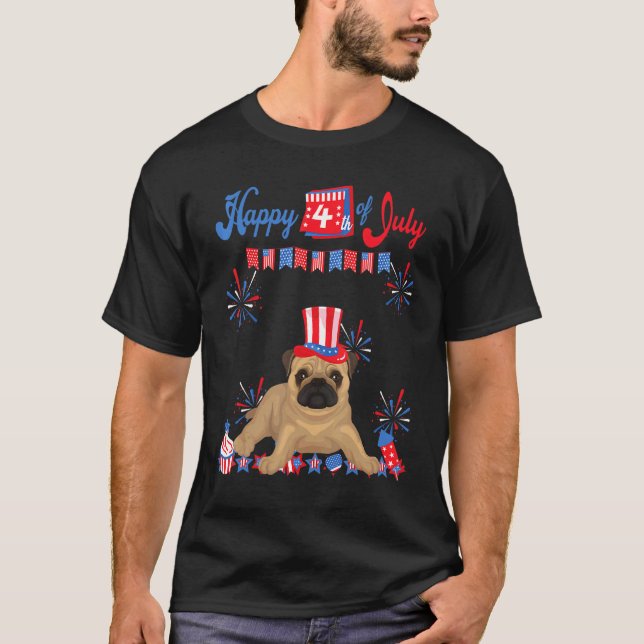 Camiseta Pug 4 de Julho (Frente)