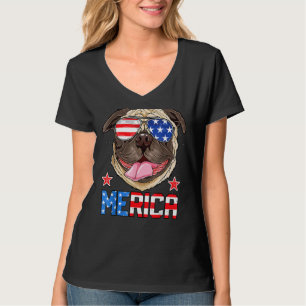 Camiseta Pug 4 De Julho Merica American Flag Patriotic Dog