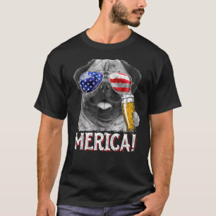 Camiseta Pug 4 De Julho Merica Men Women Usa American Fl