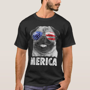 Camiseta Pug 4th of Julys Merica Men Women USA American Fla