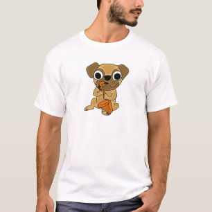 Camiseta Pug AB que joga desenhos animados do saxofone