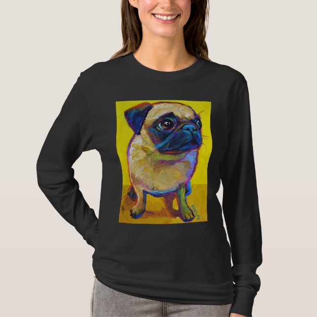 Camiseta Pug Adorable Puppy on Yellow Classic T-Shirt 250 (Frente)