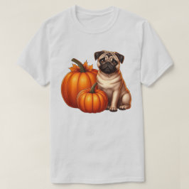 Camiseta Pug Adorável Sentado ao Lado de Bombeiros com Folh