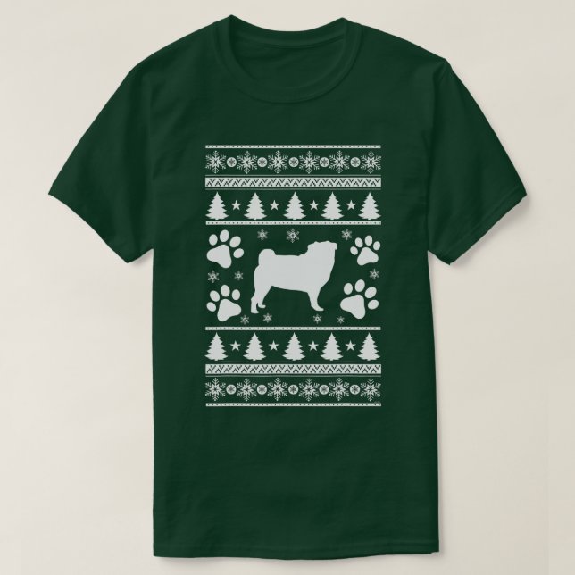 Camiseta Pug ama presente de natal feio (Frente do Design)