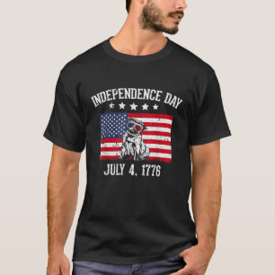 Camiseta Pug America 4 de julho de 1776 Cachorro Engraçado