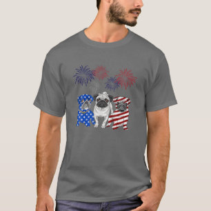 Camiseta Pug American Flag 4 De Julho EUA Flag