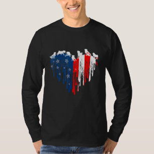 Camiseta Pug American Heart Flag Dog 4 De Julho