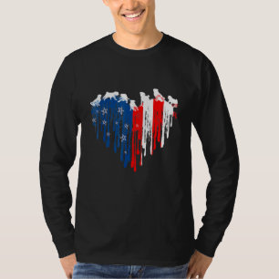 Camiseta Pug American Heart Flag Dog 4 De Julho