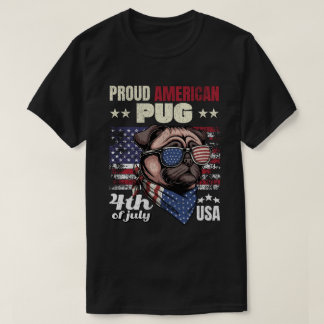 Camiseta Pug Americano Orgulhoso 4 de Julho Presente para A