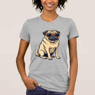Camiseta Pug Antigo Fazendo Dab com Óculos de Sol Cachorro