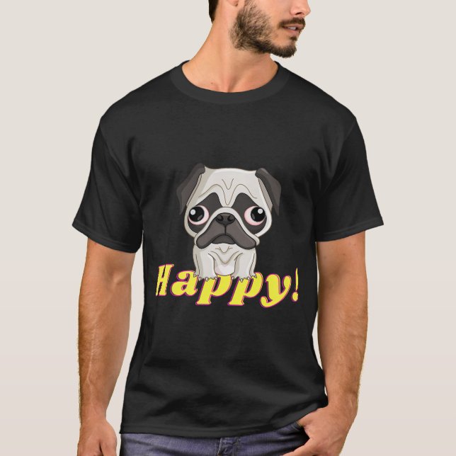 Camiseta Pug Arco-íris Feliz (Frente)