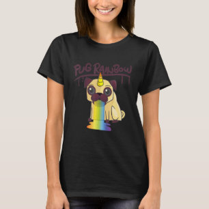 Camiseta Pug Arco-íris Pugicorn Para Pug & Unicórnio