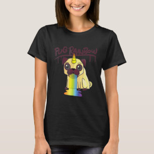 Camiseta Pug Arco-íris Pugicórnio Para Pug & Unicórnio