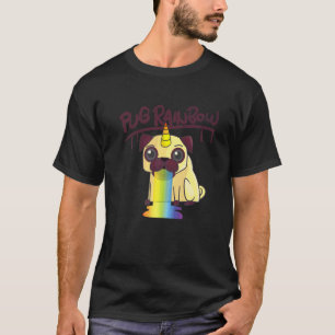 Camiseta Pug Arco-íris Pugicórnio Para Pug & Unicórnio