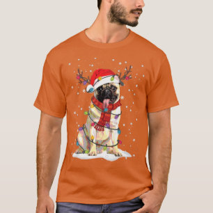 Camiseta Pug Árvore De Natal Light Pajama Engraçado Cachorr