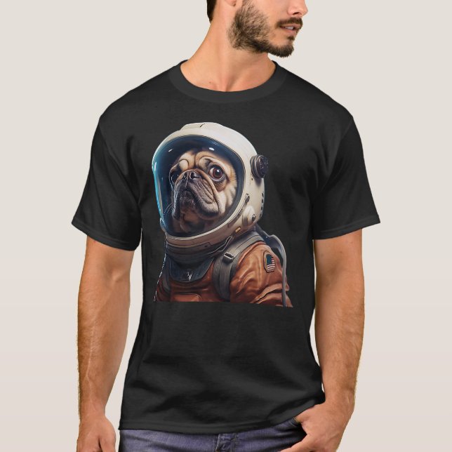 Camiseta Pug Astronaut Space Dog Space Traveler Dog Moon Gi (Frente)