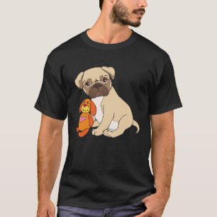 Camiseta Pug Baby Dog Pug Puppy com Brinquedo