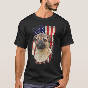 Camiseta Pug Bandeira Americana Vintage Patriótico Cão 4 De