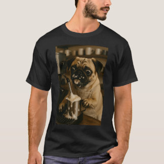 Camiseta Pug Barista, Arte de Cachorro Fofo, Amante de Café